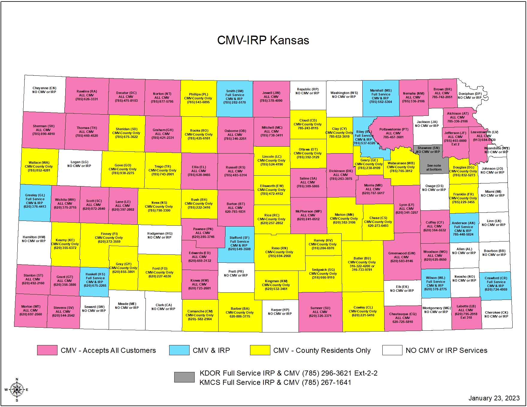 CMV services by county